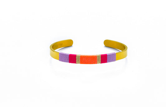 Pulseira Larga - Malva/magenta/laranja neon