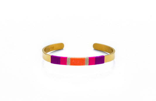 Pulseira Larga - Violeta/magenta/laranja neon