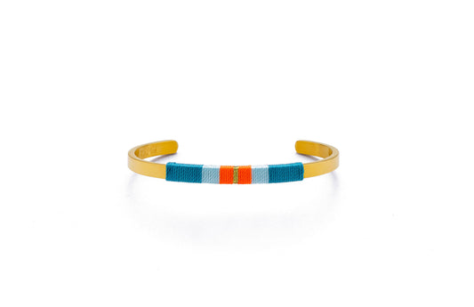 Pulseira Média - Turquesa/azul água/laranja néon