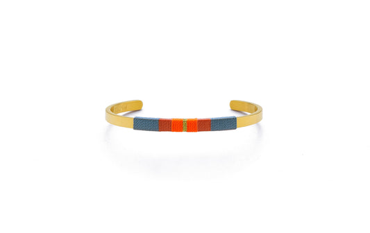 Pulseira Média - Verde bruma/laranja/laranja néon