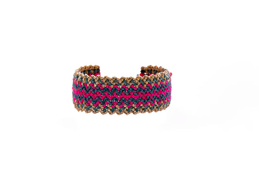 Pulseira "Missoni" rosa néon e verde garrafa