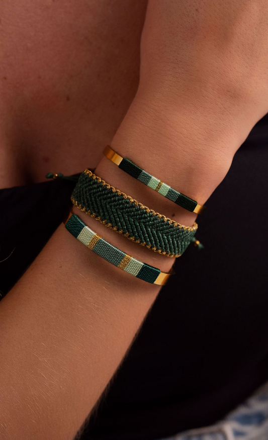 Pulseira Larga - Verde garrafa/verde menta/verde bruma