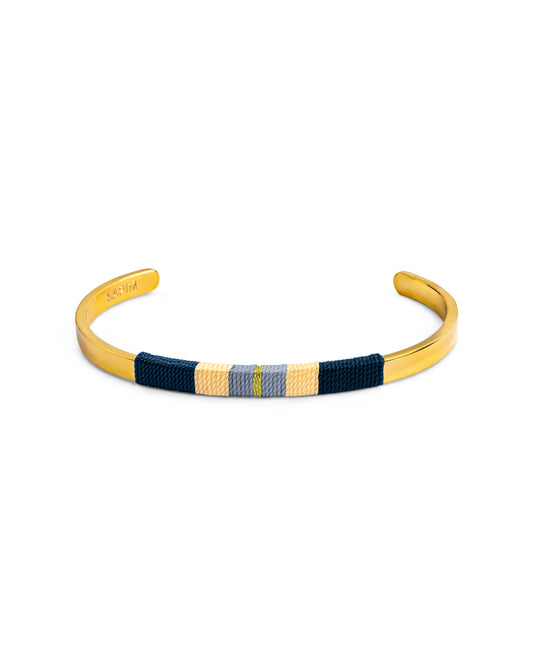 Pulseira Média - Azul escuro/crú/azul acinzentado