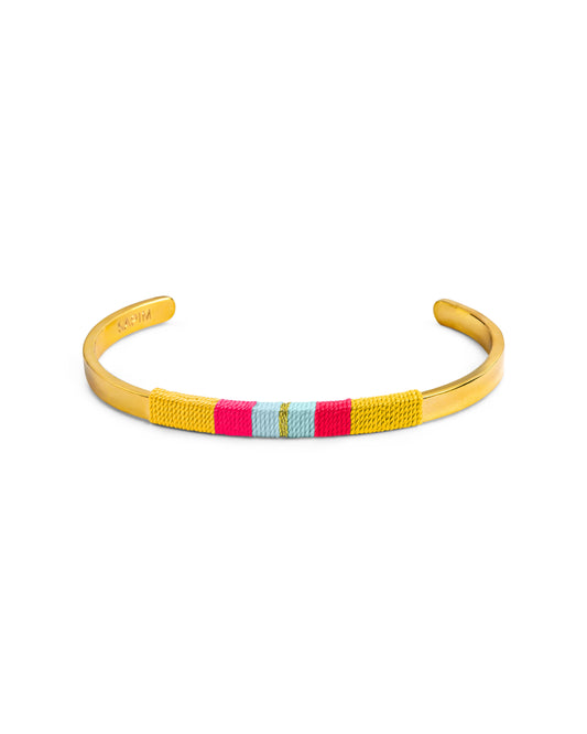 Pulseira Média - Amarelo/rosa neon/azul água