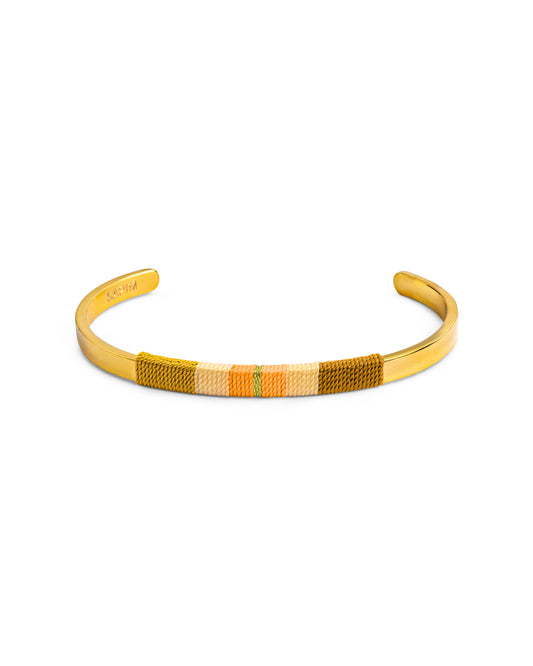 Medium Bracelet - Khaki/ecru/neon orange