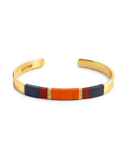 Pulseira Larga - Cinzento escuro/burgundy/laranja
