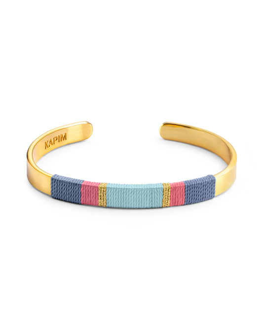 Wide Bracelet - Greyish blue/pink/aqua blue