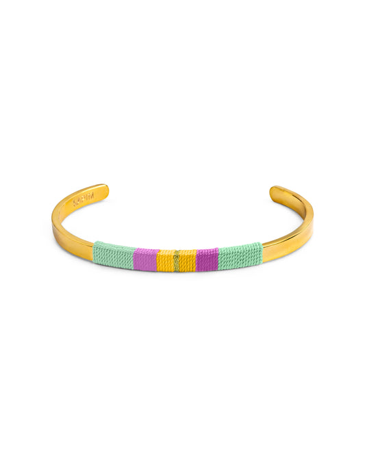 Pulseira Média - Verde menta/malva/amarelo