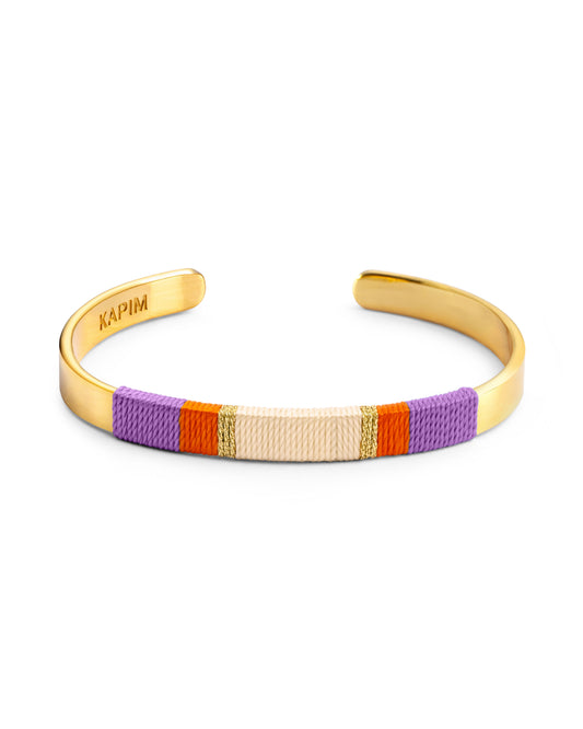 Pulseira Larga - Lilás/laranja/branco cru