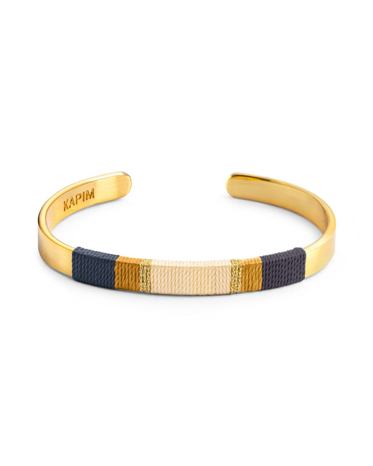 Pulseira Larga - Preto/bege/branco crú