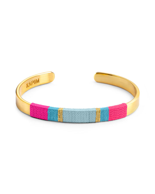 Pulseira Larga - Rosa neon claro/turquesa/azul água