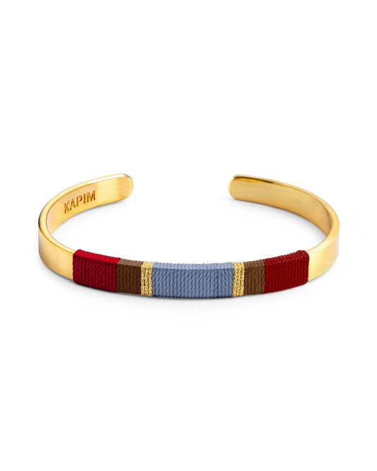 Pulseira Larga - Cerise/castanho madeira/azul acinzentado