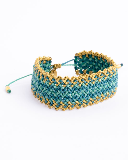 Pulseira "Missoni" azul petróleo e turquesa