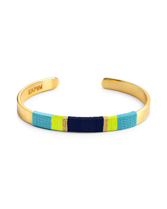 Pulseira Larga - Turquesa/verde neon/azul escuro