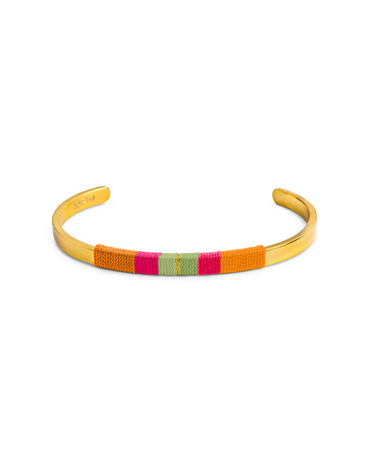 Pulseira Média - Tangerina/rosa magenta/verde claro