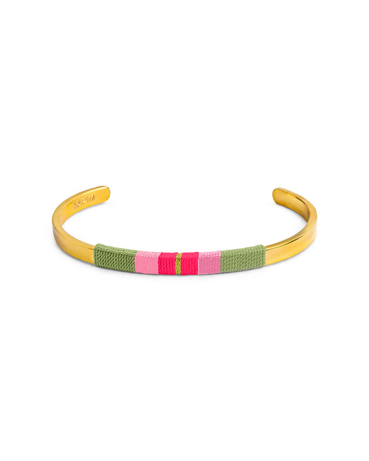 Pulseira Média - Verde claro/rosa/rosa neon