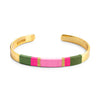 Wide bracelet - Moss green/light neon pink/pink
