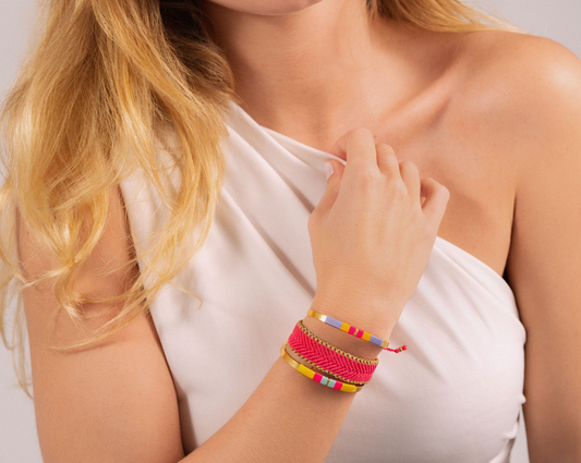 Pulseira Média - Lavanda/amarelo torrado/rosa neon