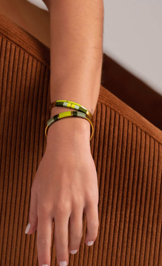 Wide Bracelet - Mint green/moss green/neon yellow