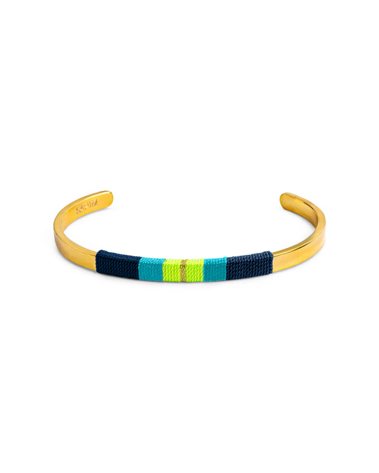 Pulseira Média - Azul escuro/turquesa/verde néon