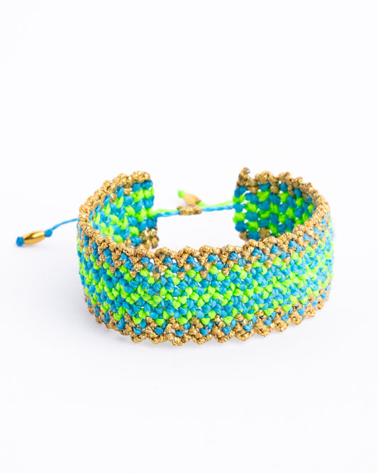 Pulseira "Missoni" azul grécia e verde néon
