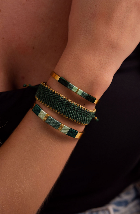 Pulseira Média - Verde garrafa/bruma/menta
