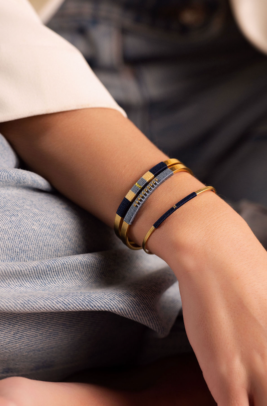 Pulseira Média - Azul escuro/crú/azul acinzentado