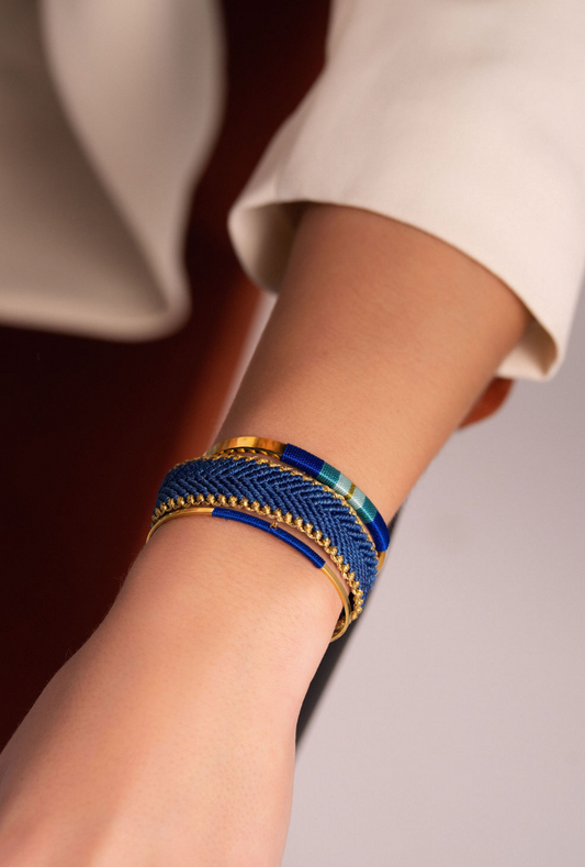 Pulseira Média - Azulão/turquesa/azul água