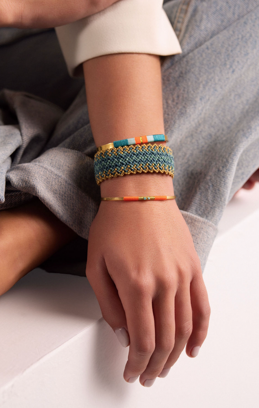 Pulseira "Missoni" azul petróleo e turquesa