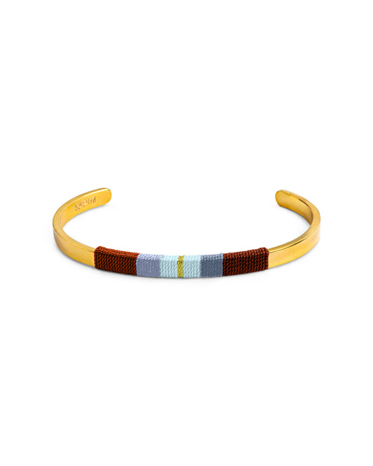 Pulseira Média - Café/azul acinzentado/azul água