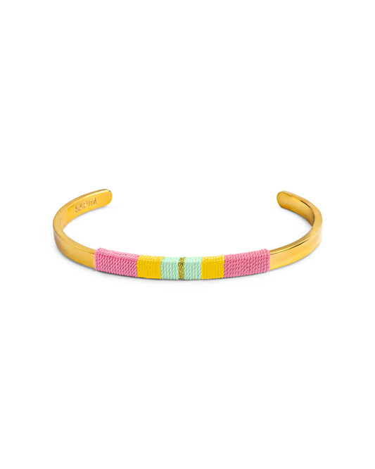 Pulseira Média - Rosa/amarelo/verde menta