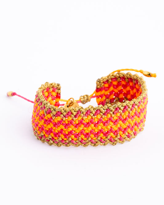 Pulseira "Missoni" rosa e laranja néon