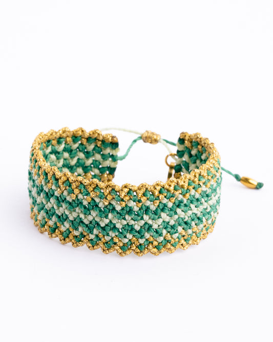Pulseira "Missoni" azul verde água e verde garrafa